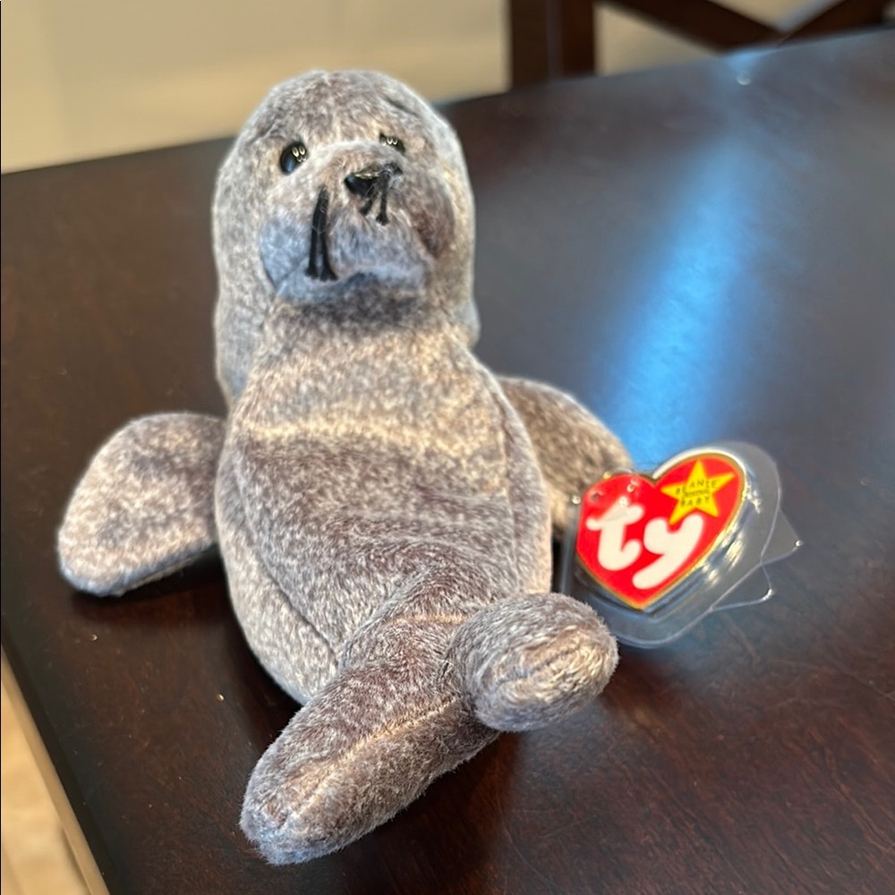 Ty Slippery Gray Plush Seal